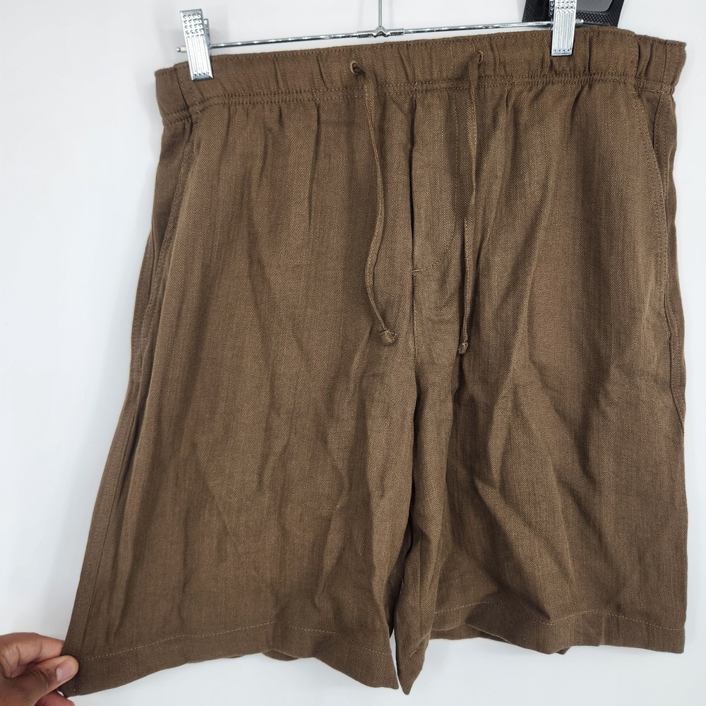 H&M Men's Brown Medium Loose Ample Drawstring Chino Shorts NWT